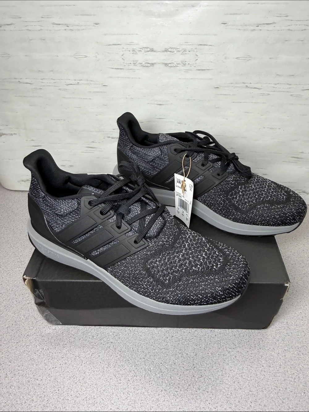 adidas Black and Gray Knit Lace-Up Sneakers